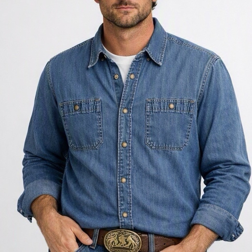 Levi's Denim Western Snap Shirt Button Front Long Sleeve Large